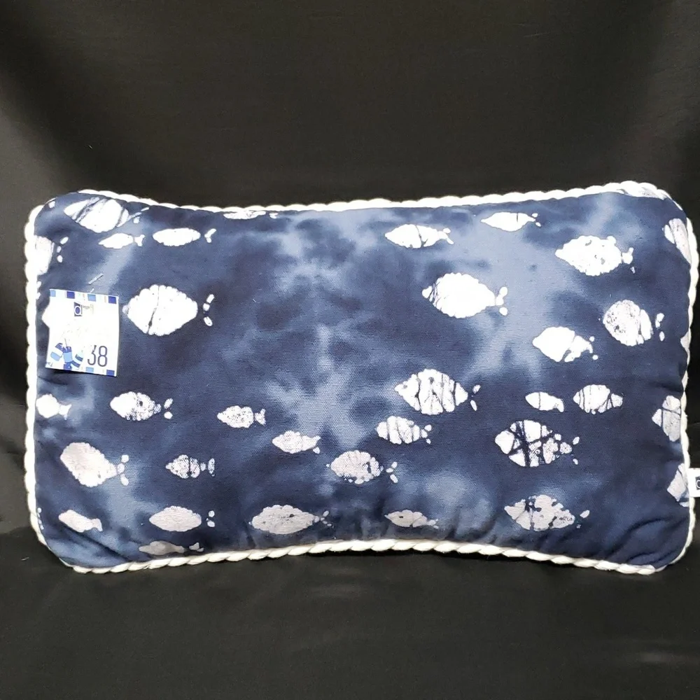 Dennis East International Latitude 38 NWT Blue and White Corded Rectangle Pillow
